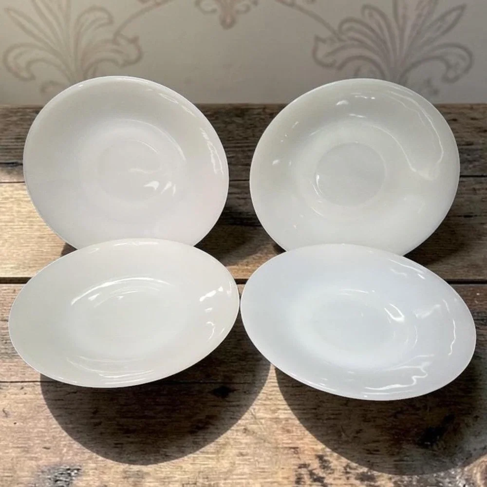 Anchor Hocking Fire King Milk Glass Saucers, Set of 4,‎ Off White Dinnerware